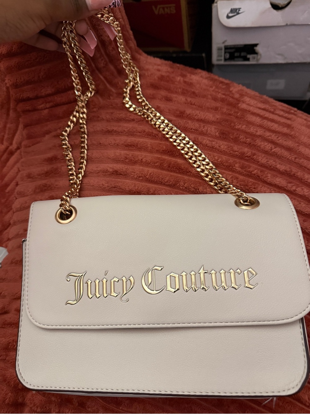 Juicy Couture Cream Crossbody Bag with Gold Chain